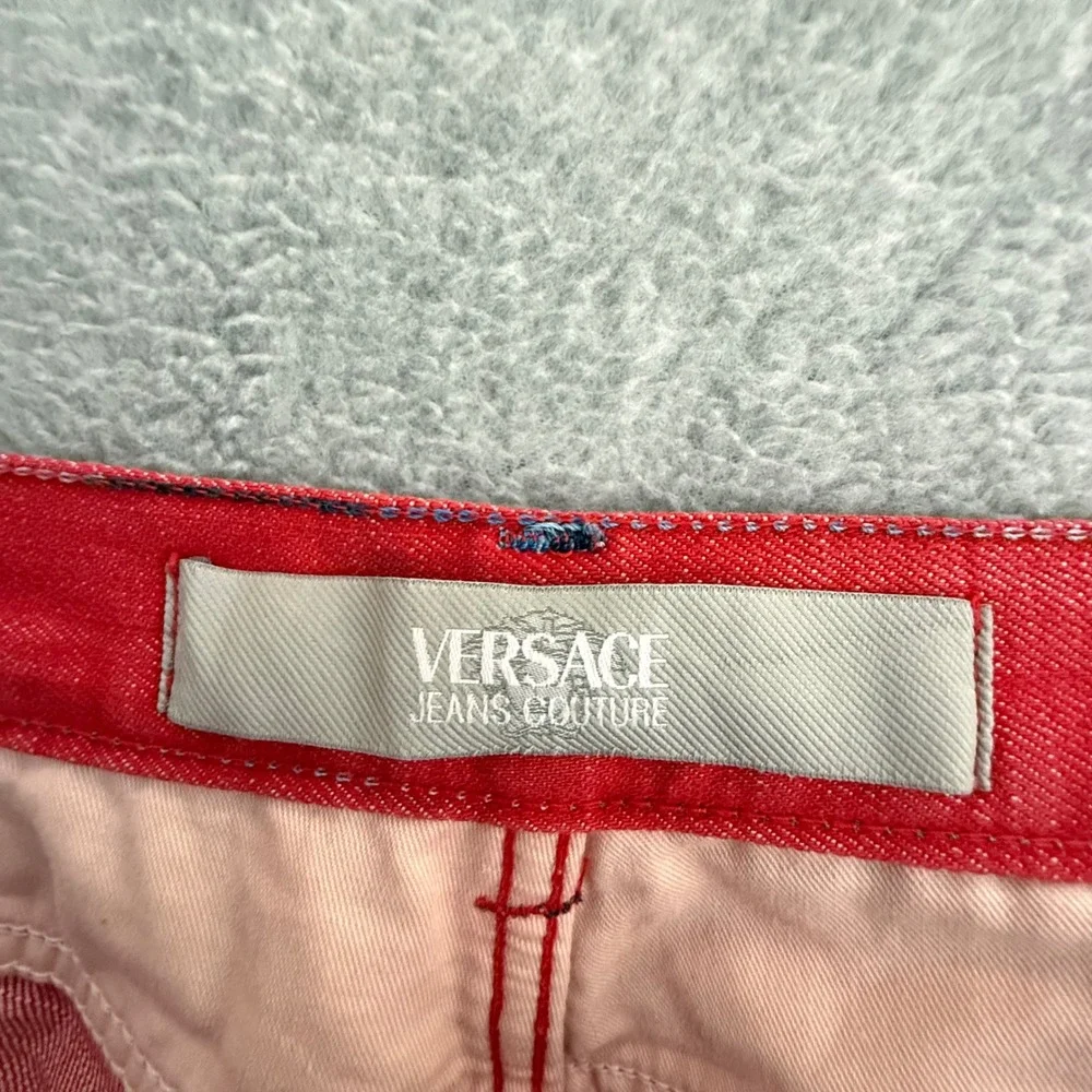 Versace Jeans Couture Mens Red Contrast Stitch Straight Leg Jeans IT 46 30x34